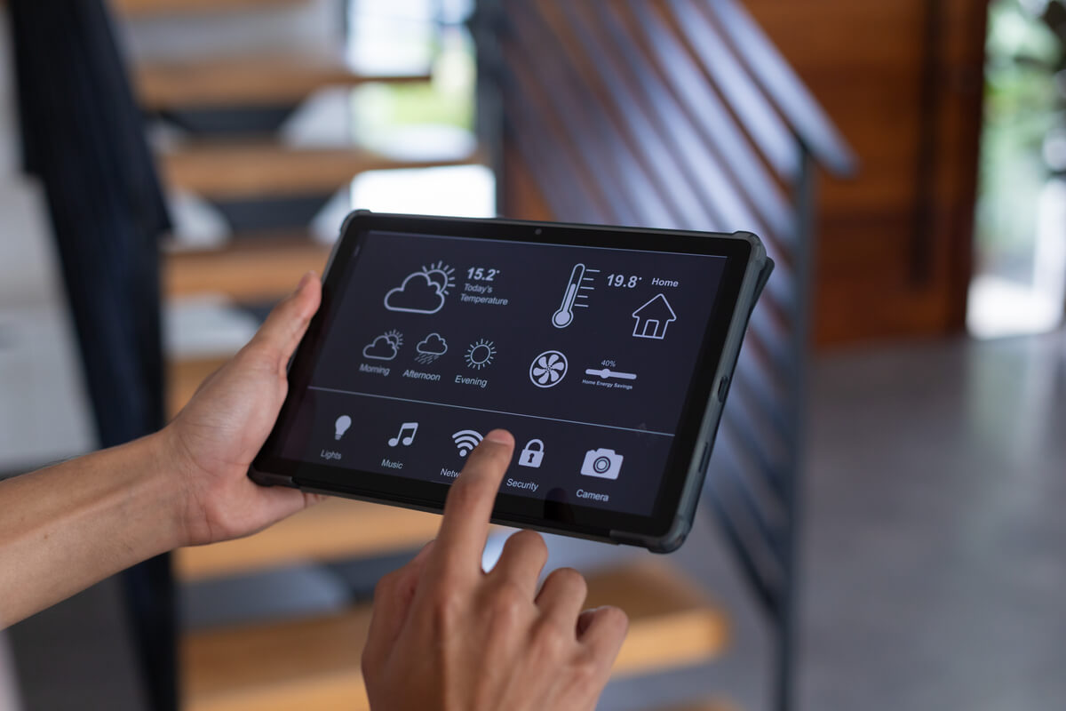hands of biracial man at home using tablet with sm 2025 04 04 03 29 38 utc 1 1